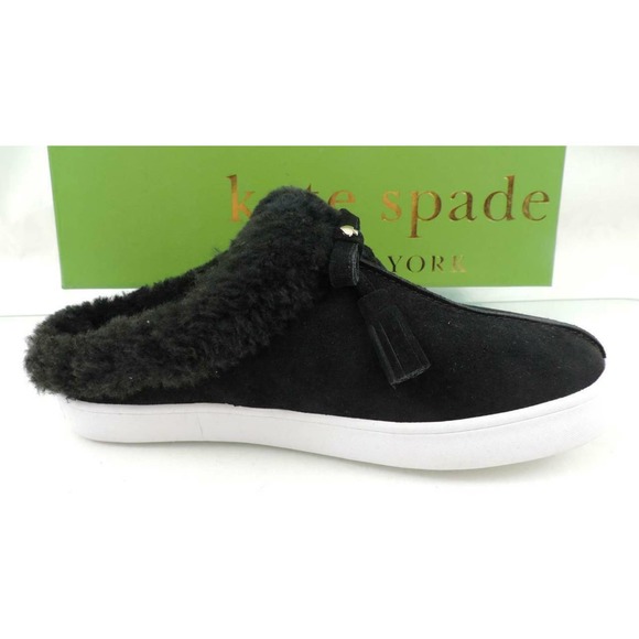 Women's Kate Spade New York Limon Slip On Mule Sneakers Black Shearling Size 7 - Picture 4 of 10